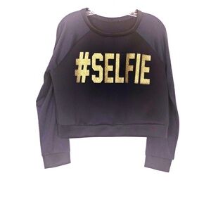 #SELFIE Gold Graphic Instagrammable Crop Top S /M